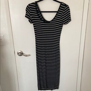 Black and White Striped bodycon dress